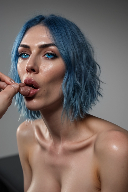 blaue Haare Blowjob